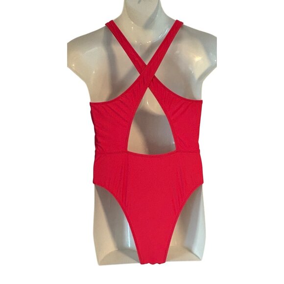 Cupshe Pink One Piece Swimsuit Knot Front Criss Cross Back Size Large Sexy Beach - Picture 5 of 8